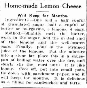 lemon cheese newspaper cutting