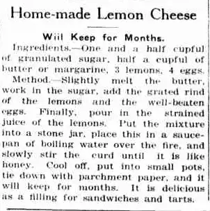 lemon cheese newspaper cutting
