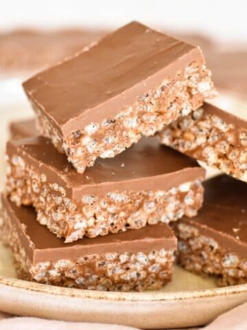 Mars Bar Slice stacked on plate.