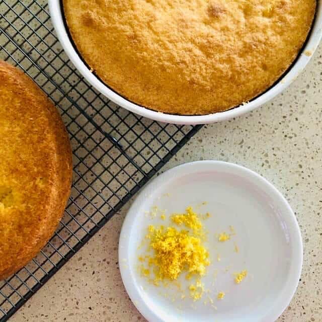 lemon cake recipe ingredients on bench