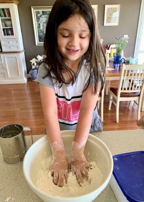 Miss Y making pinwheel scones