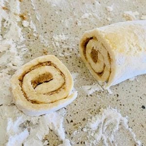 cutting pinwheel scones