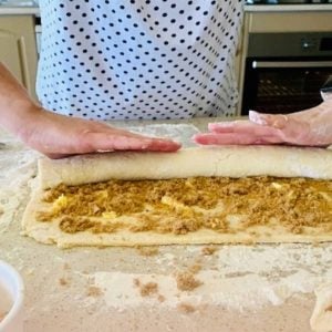 rolling up pinwheel scones