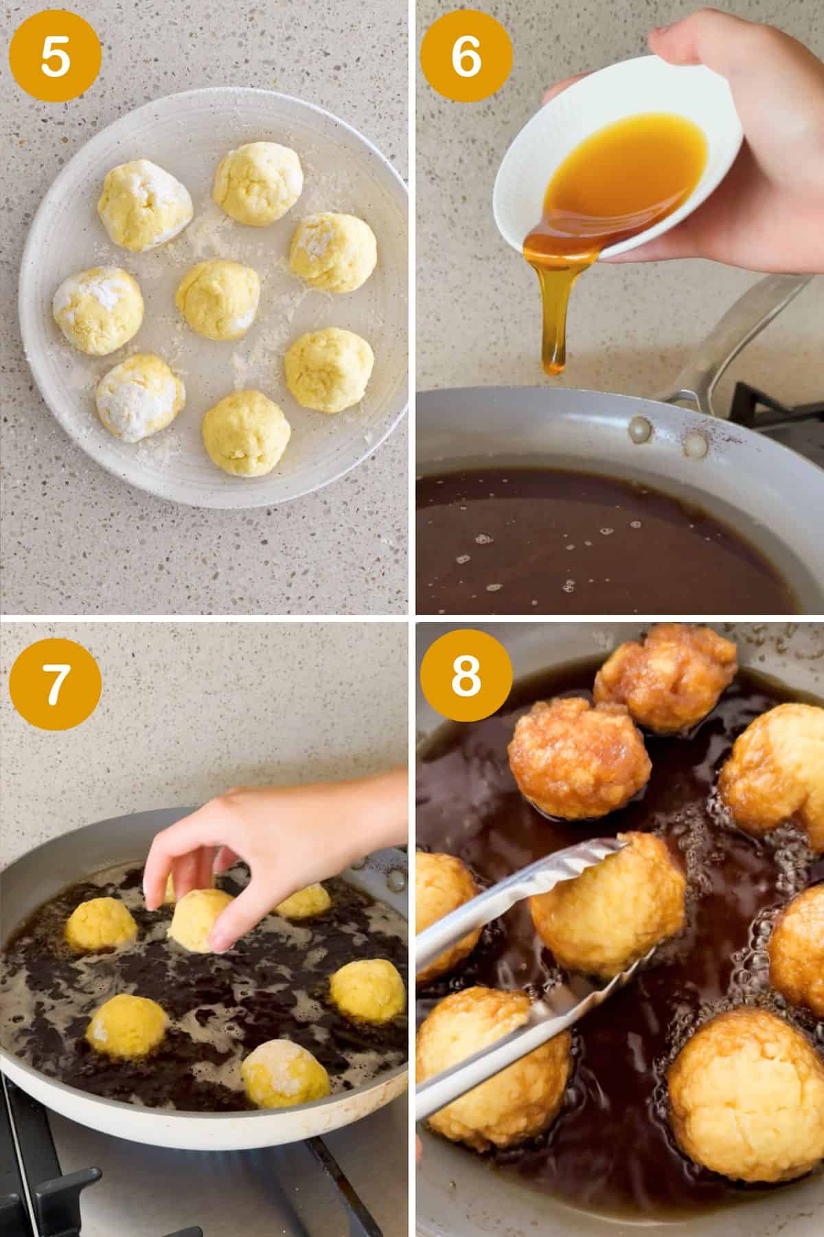 Cooking the dumplings.