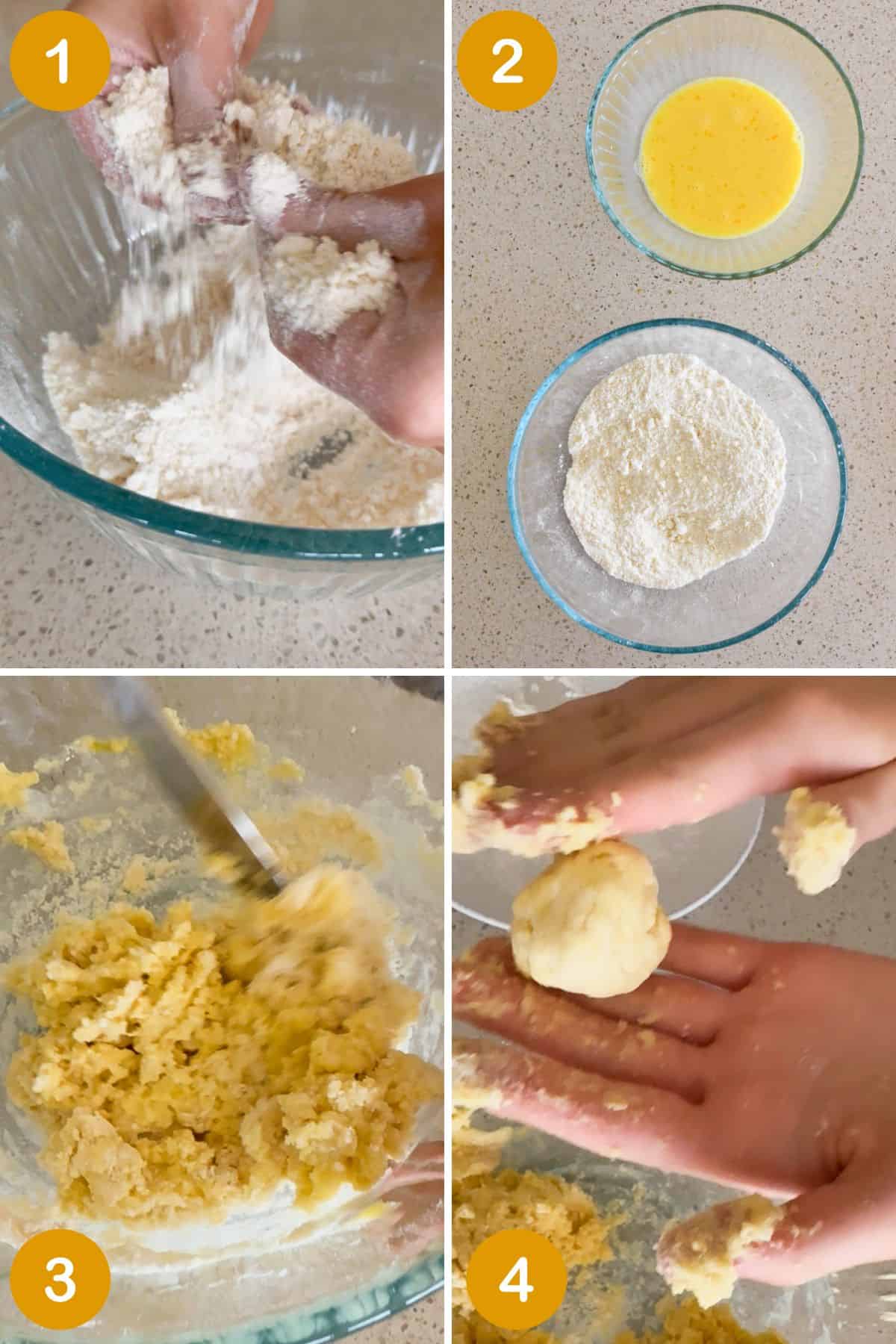 Making the dumplings.