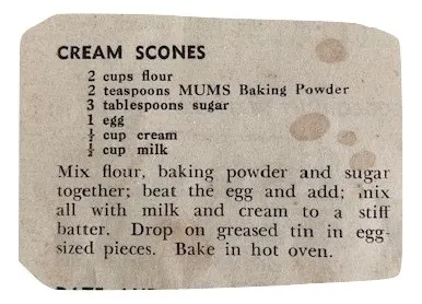 cream scones recipe cutout