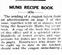 mums recipe book offer newspaper cutout