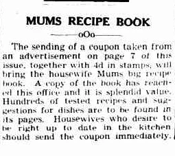 mums recipe book offer newspaper cutout