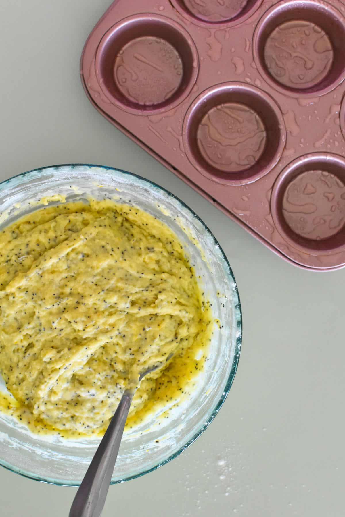 orange and poppy seed muffin mixture.