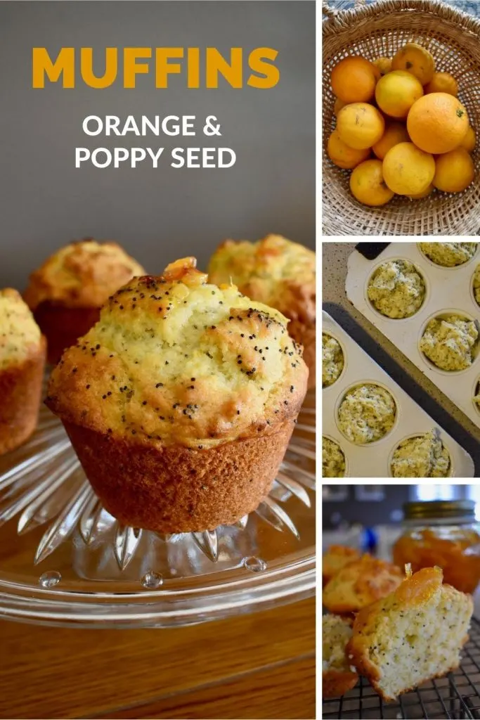 orange and poppy seed muffins collage