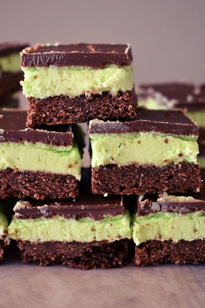 peppermint slice stacked on parchment paper