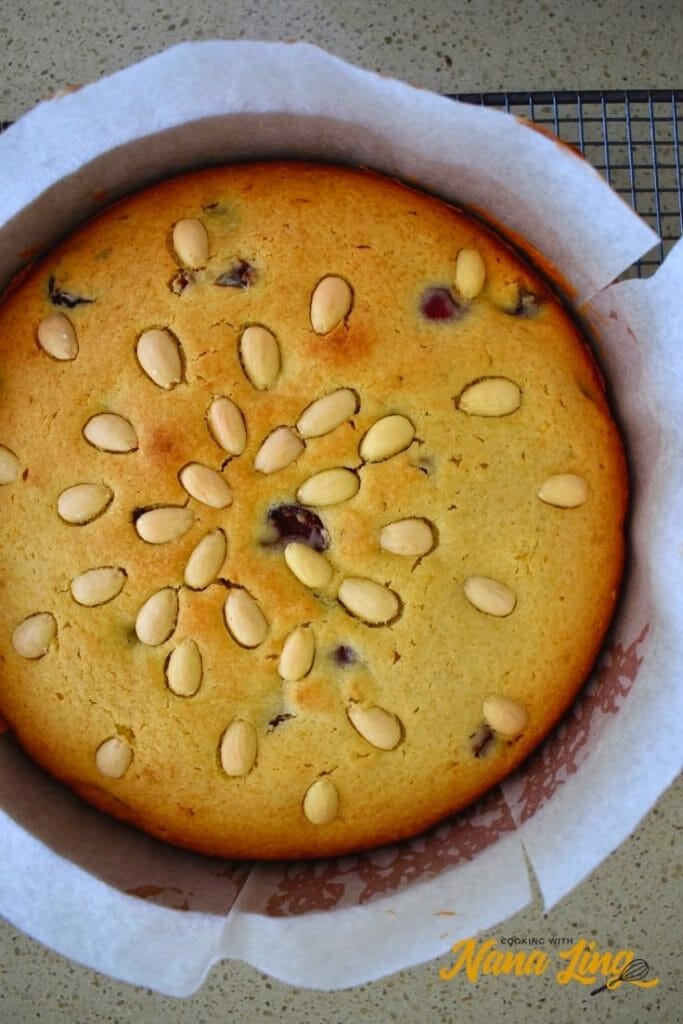 cherry cake cooked in tin