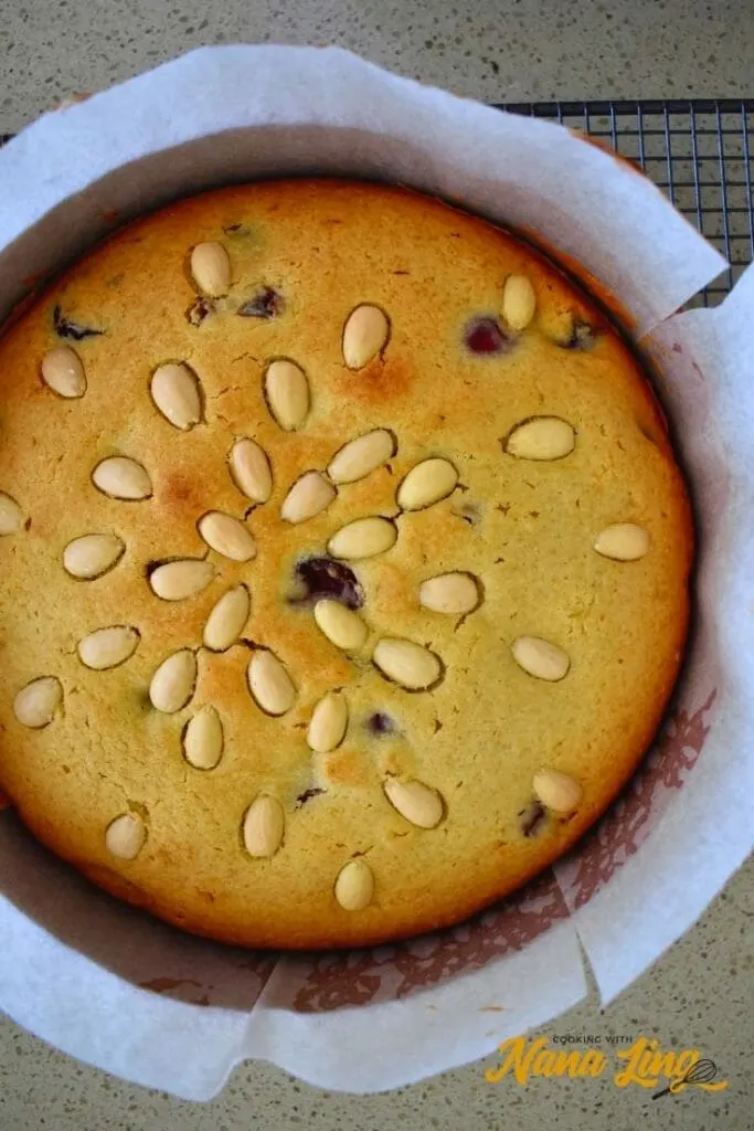 cherry cake cooked in tin