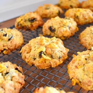 cornflake cookies on wire cooling tray