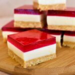 jelly slice sitting on timber board