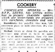 chocolate spiders recipe from 1939