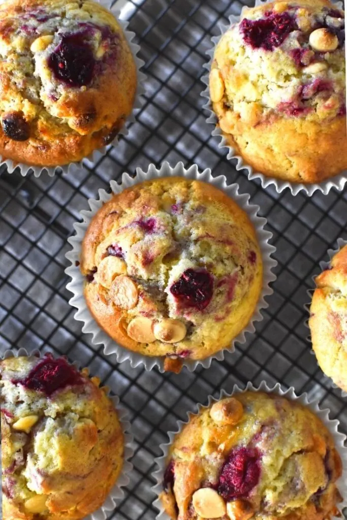 raspberry muffins white choc