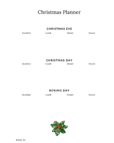christmas planner page