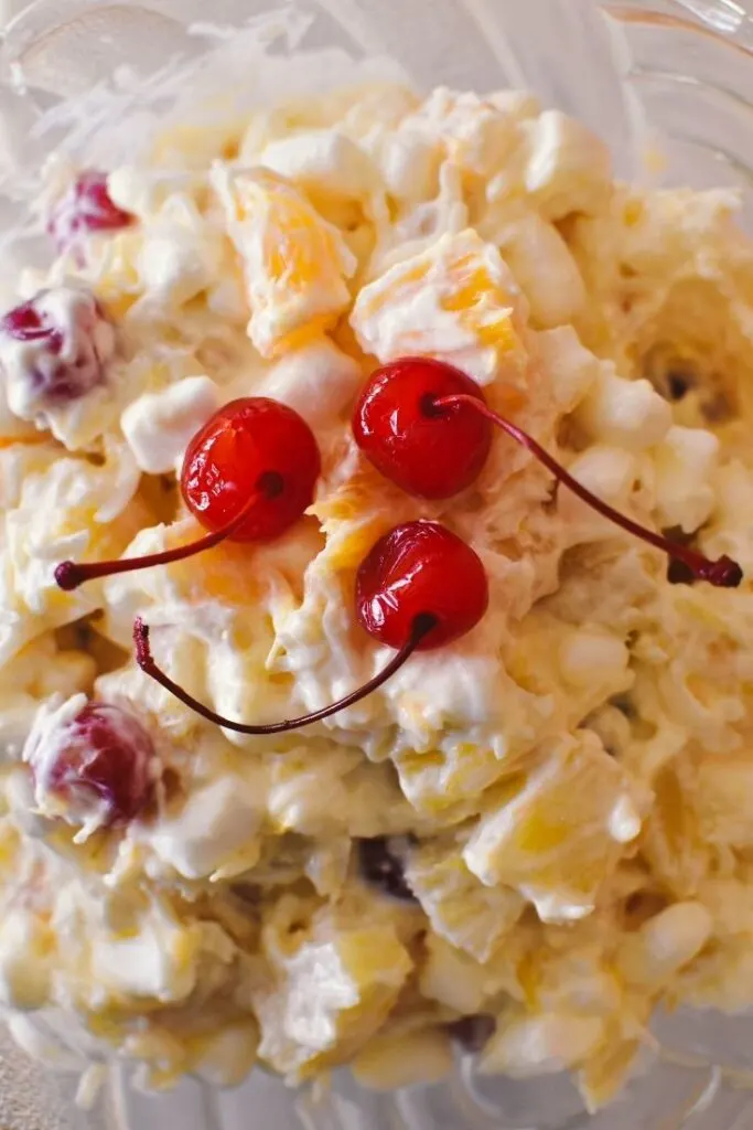 ambrosia salad recipe closeup
