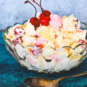 ambrosia salad in bowl.