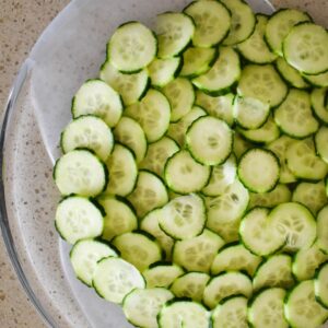 cucumbers on serving tray