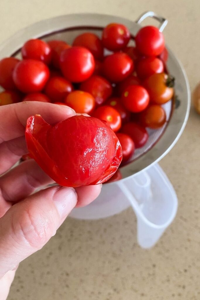peeling tomatoes for relish