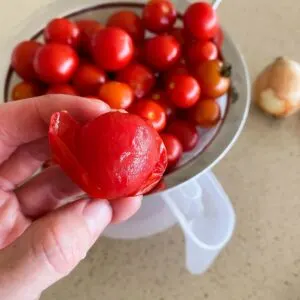 peeling tomatoes for relish