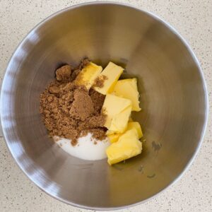 creaming butter and sugar for snickerdoodles