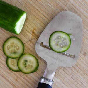thinly sliced cucumbers for pickles