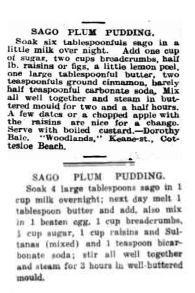 sago plum pudding recipe