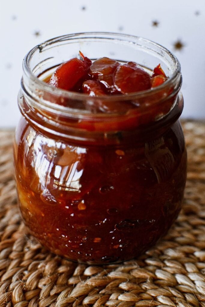 Jar of tomato chutney