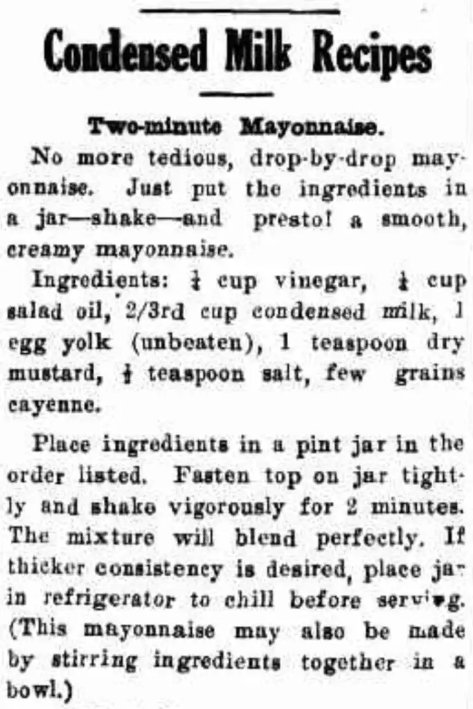 condensed milk mayo recipe