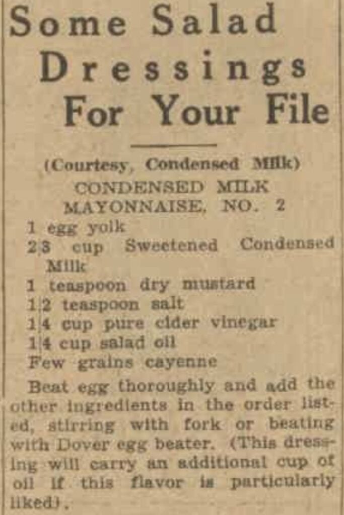 condensed milk mayonnaise recipe