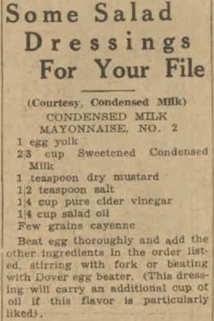 condensed milk mayonnaise recipe
