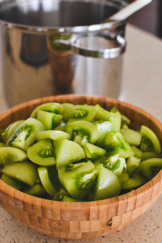 green tomatoes, chopped.