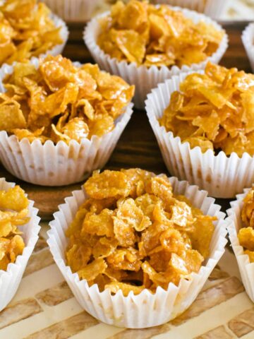 honey joys sitting on bench.