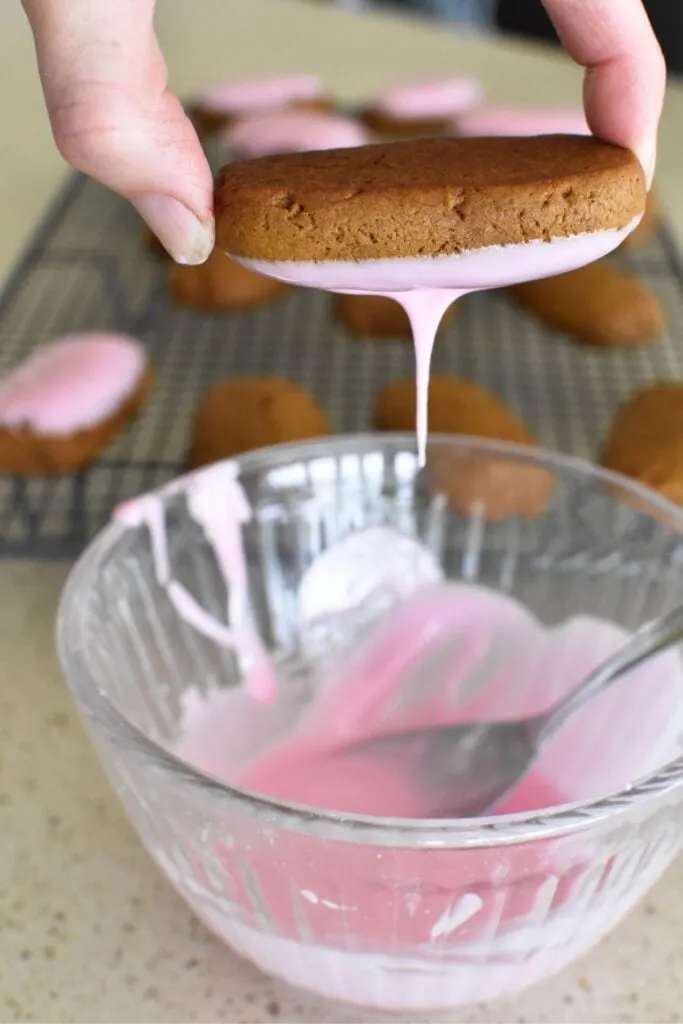 honey jumbles dipping in icing