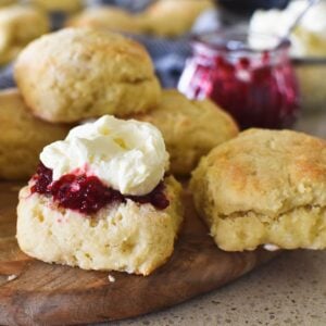 lemonade scones with jam and cream.