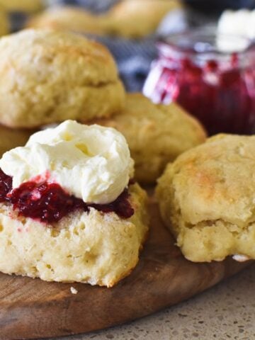 lemonade scones with jam and cream.