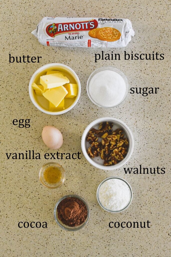 ingredients for hedgehog slice.