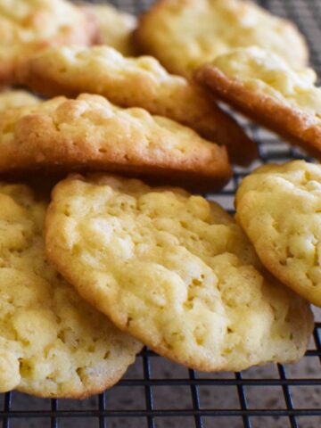 rice bubble biscuits on cooling tray.