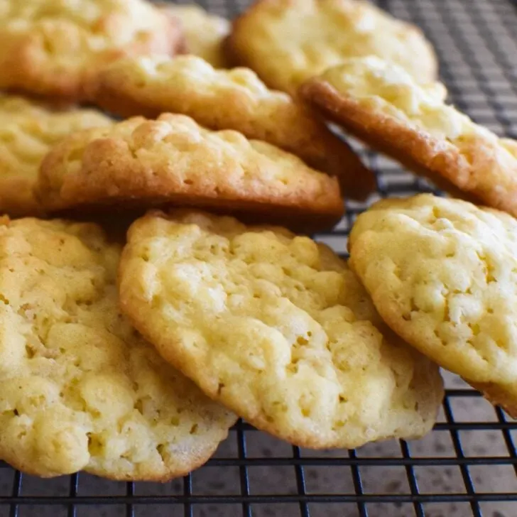 rice bubble biscuits on cooling tray.