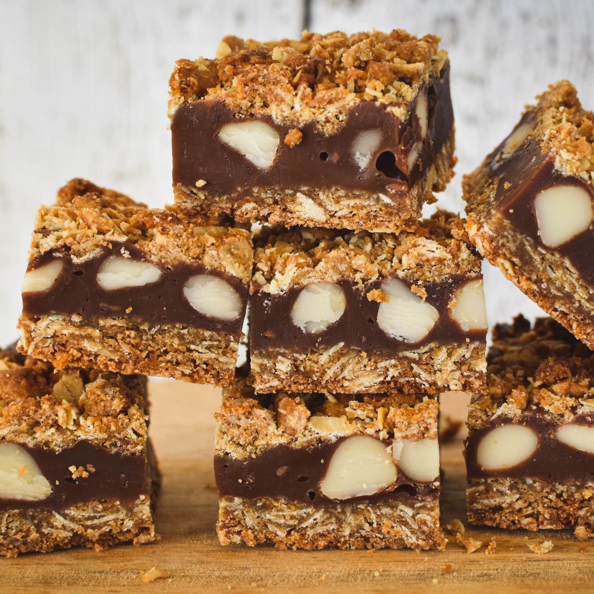 Anzac Slice Choc Macadamia Filling Karinokada