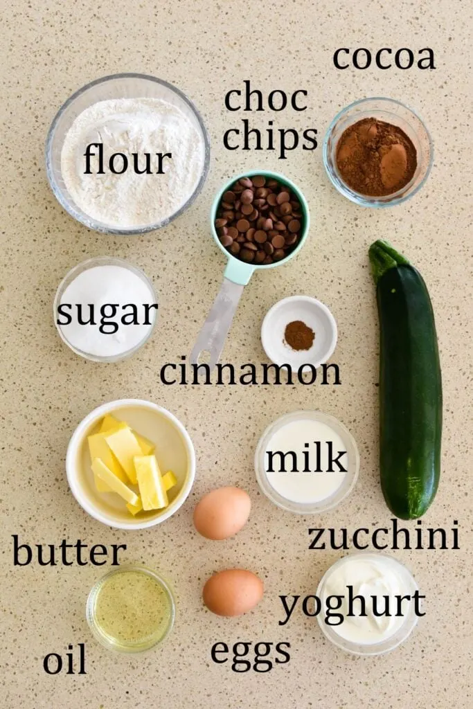 chocolate zucchini muffins ingredients