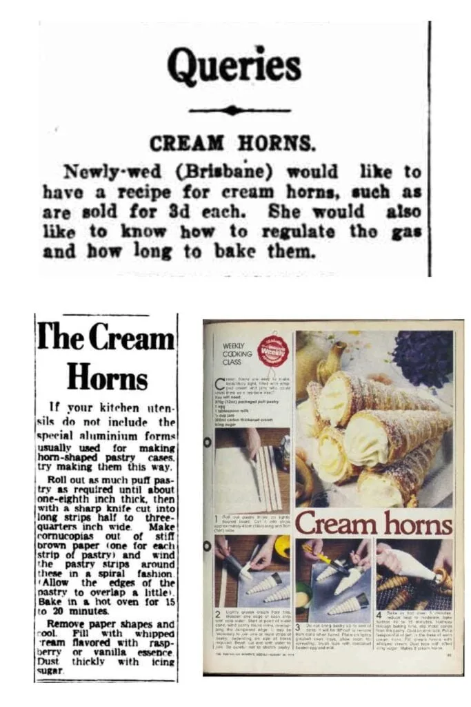 cream horns recipes clippings