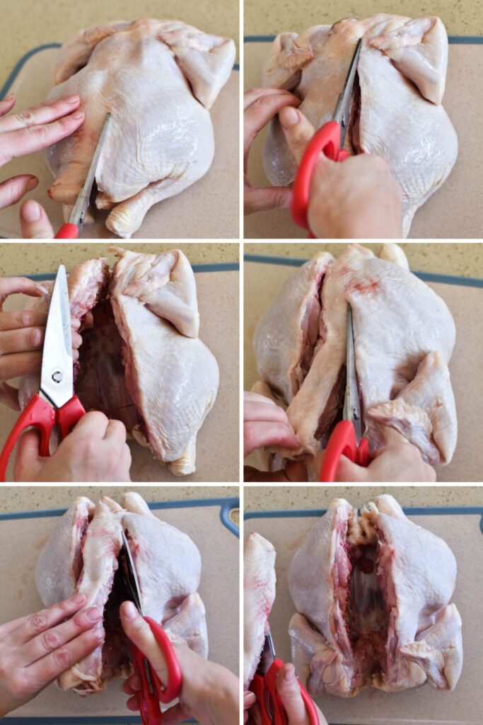step by step pictures for how to butterfly chicken.