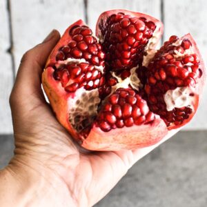 cut open pomegranate.