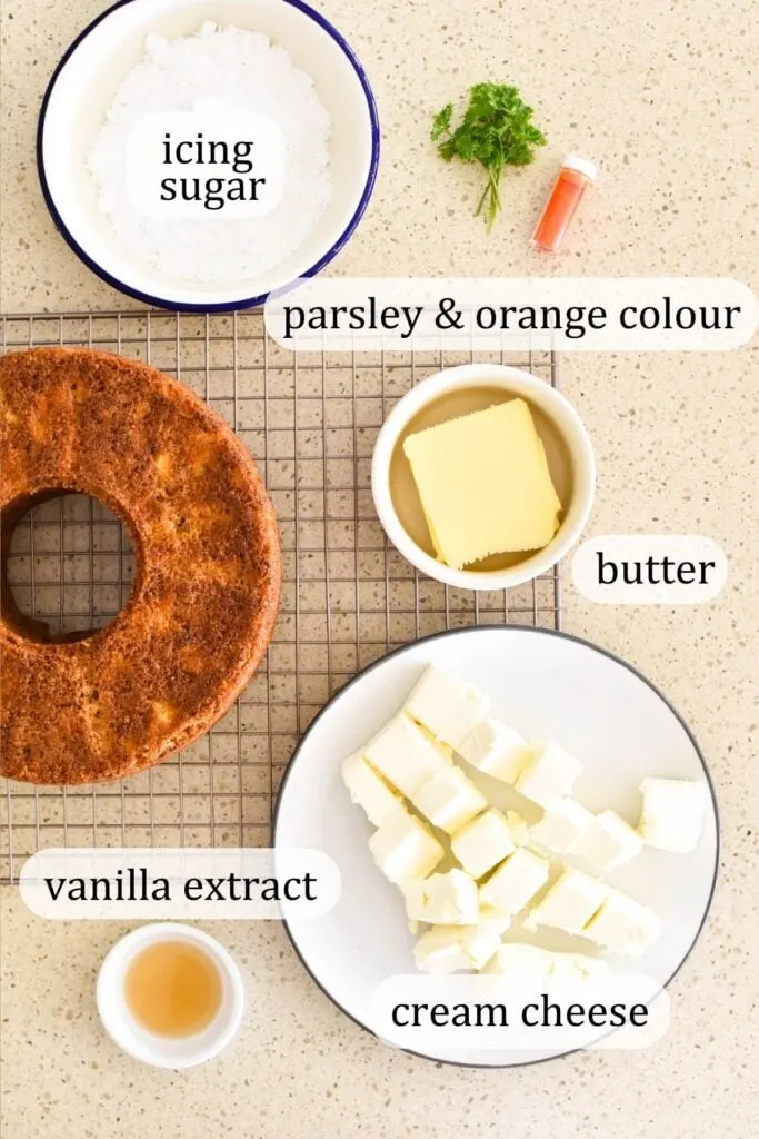 Ingredients for the cream cheese frosting