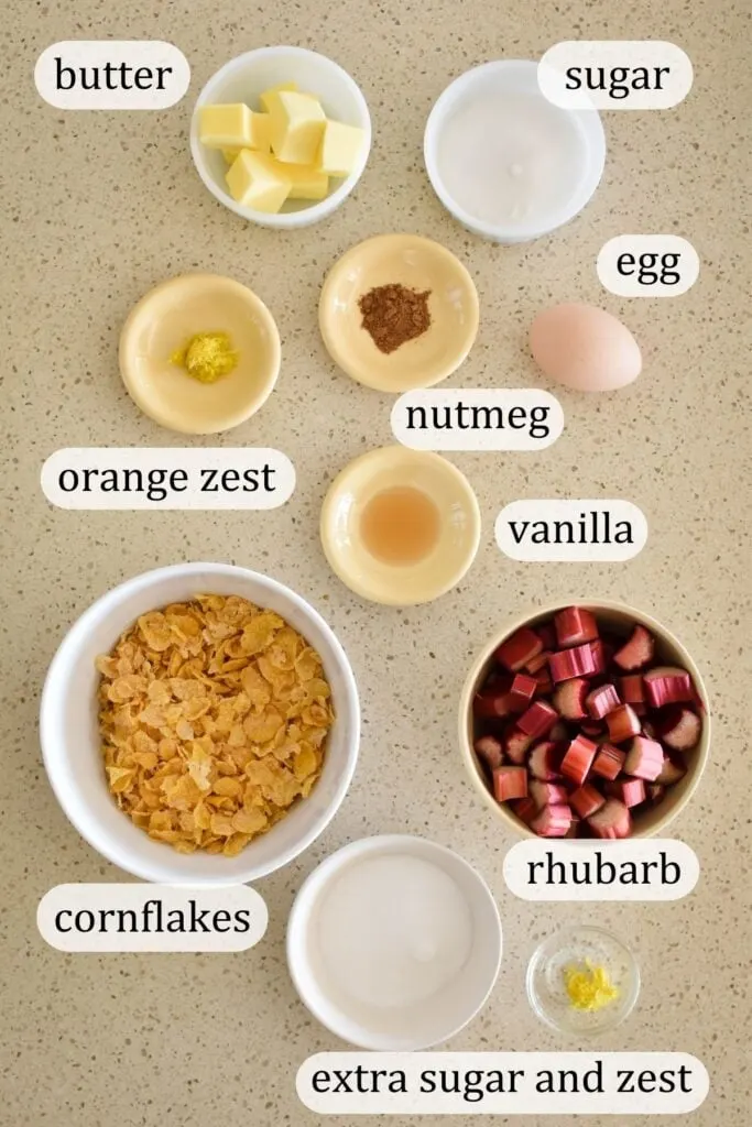Ingredients for Rhubarb Crumble