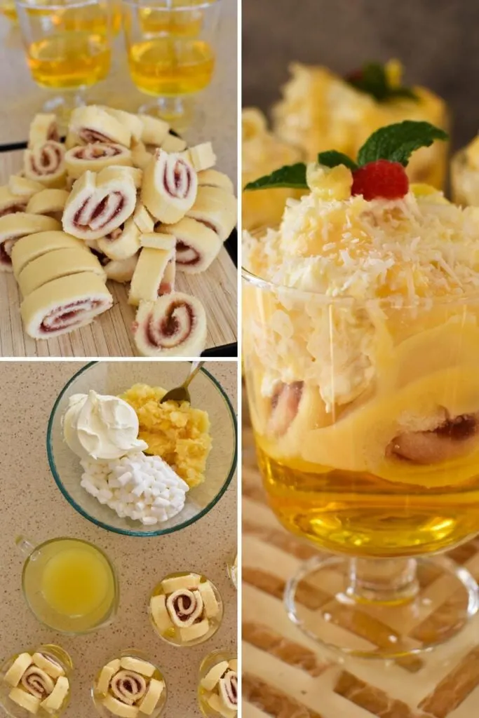 making pineapple trifle.
